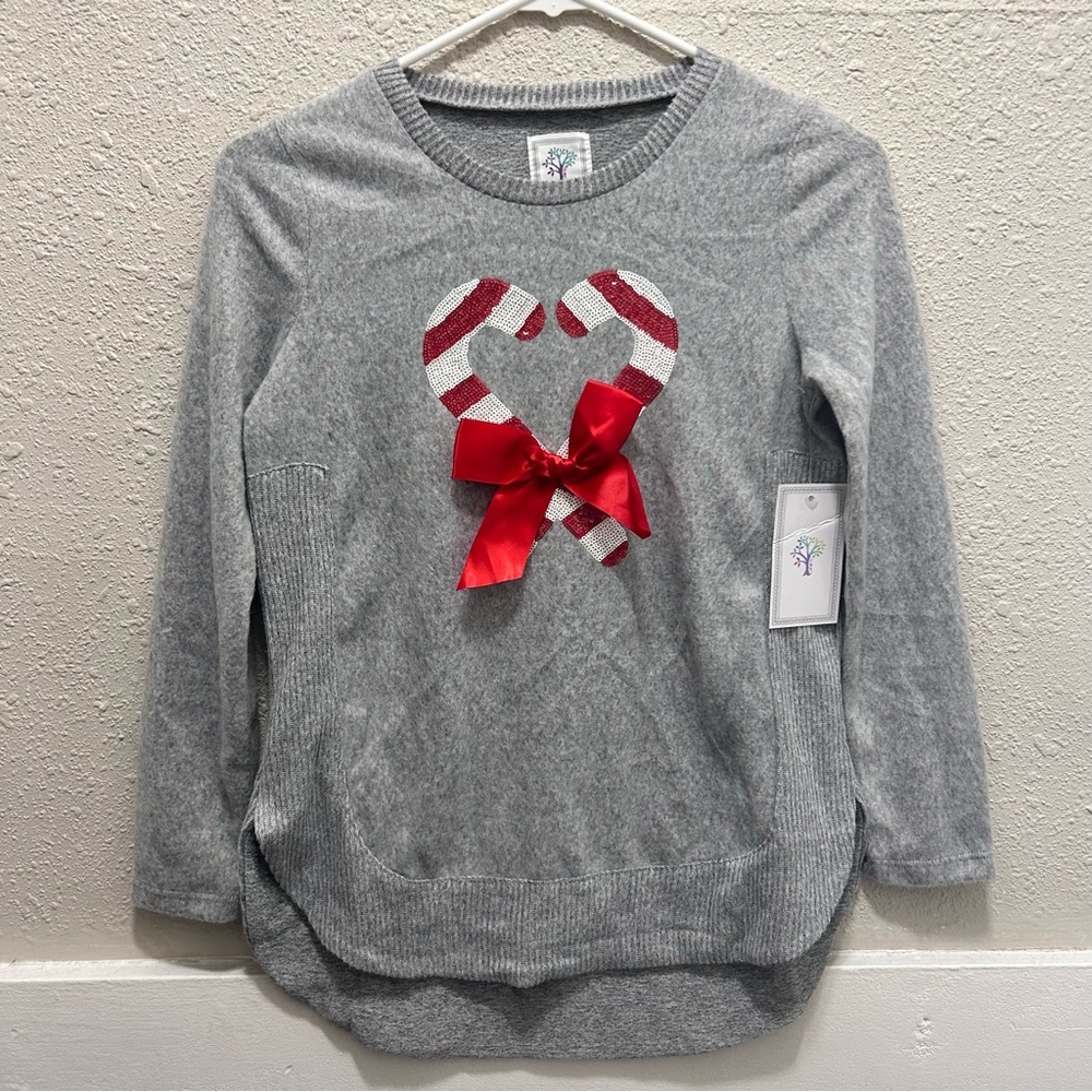 Colortree Candy Cane Heart Long Sleeve Top NWT